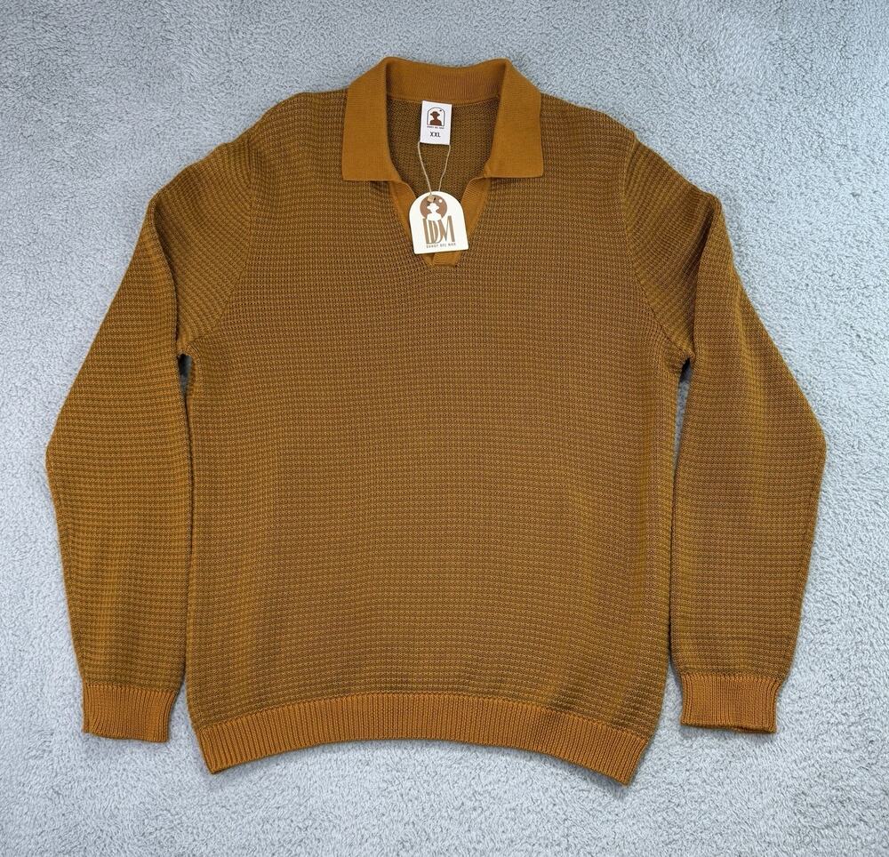 Dandy Del Mar Polo Men’s 2XL The Sebastian Knit Long Sleeve Polo Burnt Sienna
